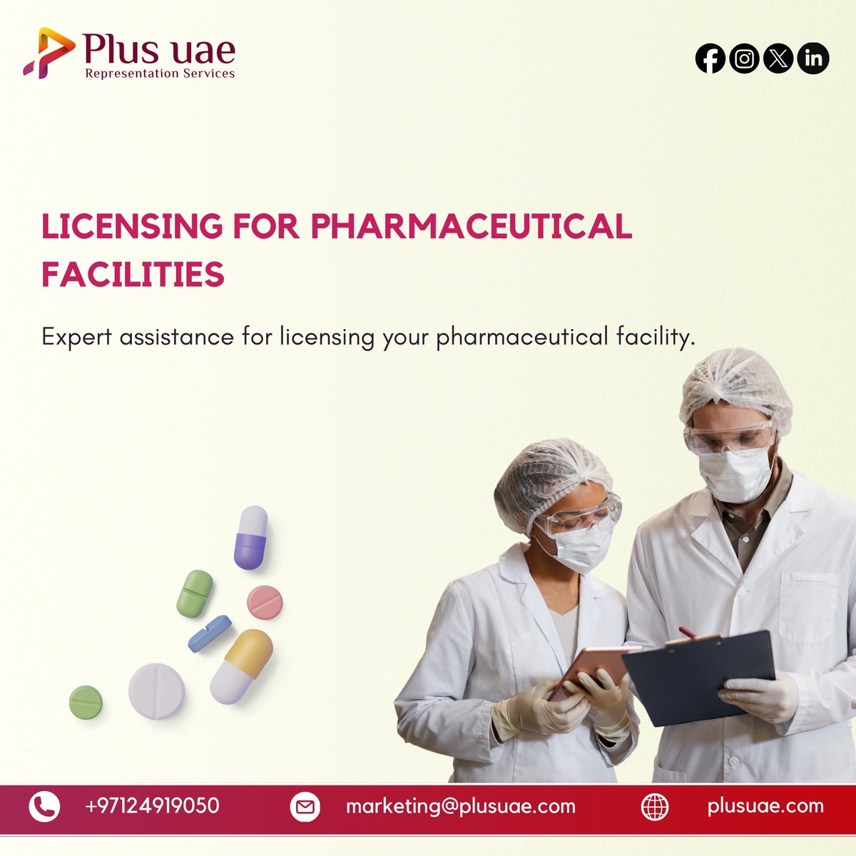 plusuae's tweet photo. Need a pharmaceutical facility license? 💊 Let Plus UAE handle it for you with quick approvals and full compliance. Start today! 🌟

📧 marketing@plusuae.com
📞 +971 2491 9050
🌐 https://t.co/UH5vThC4qn

#PharmaLicense #BusinessSetupUAE #LicensingExperts https://t.co/ZFsUEnnd3u
