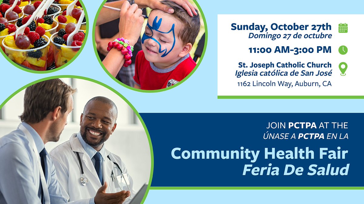 PCTPA's tweet photo. PCTPA will be at the Community Health Fair at St. Joseph's Catholic Church! Stop by to discuss funding for current transportation projects and find out what we're planning for the future!

Community Health Fair
Sunday, October 27th
11:00 AM - 3:00 PM
St. Joseph Catholic Church https://t.co/RV2NoceM4N