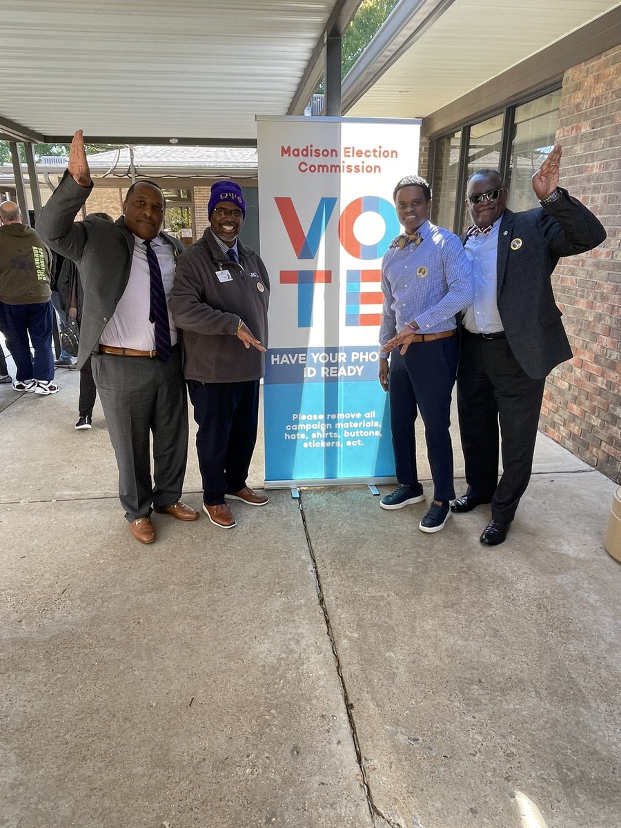 It’s time to shine, Divine 9! 🟣🟡 Omega Psi Phi Fraternity, Inc. — the greatest fraternity of all time — is showing up and voting! 🗳️

Pictured L to R: JMCSS Senior Leadership Jason Bridgeman, Chief Operating Officer James Walker, JCT Principal ME, JMCSS Districtwide Coach