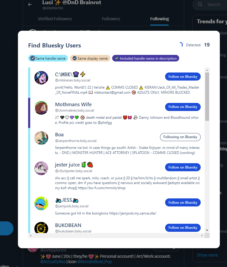 piipstachio's tweet photo. 🔵☁ HELLO FOR NEW Bluesky users! Please consider downloading sky follower bridge ! it allows you to easily find your mutuals and or people you follow https://t.co/scq0AJK9eP