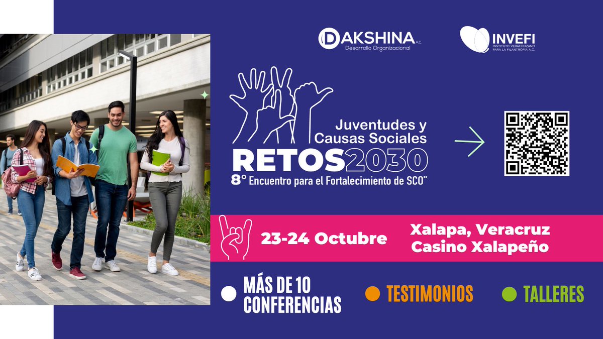 Más de 10 conferencias, talleres y testimonios te esperan para inspirarte y motivarte a ser parte del cambio. 🙌

¡Falta muy poco regístrate hoy mismo!

#Retos2030  #JuventudesyCausasSociales #8voEncuentroSCO