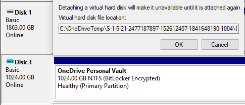 exchange12rocks's tweet photo. I LOVE the simplicity of OneDrive Vault - just a VHDX with BitLocker 👌 https://t.co/XdTy1L4IUW