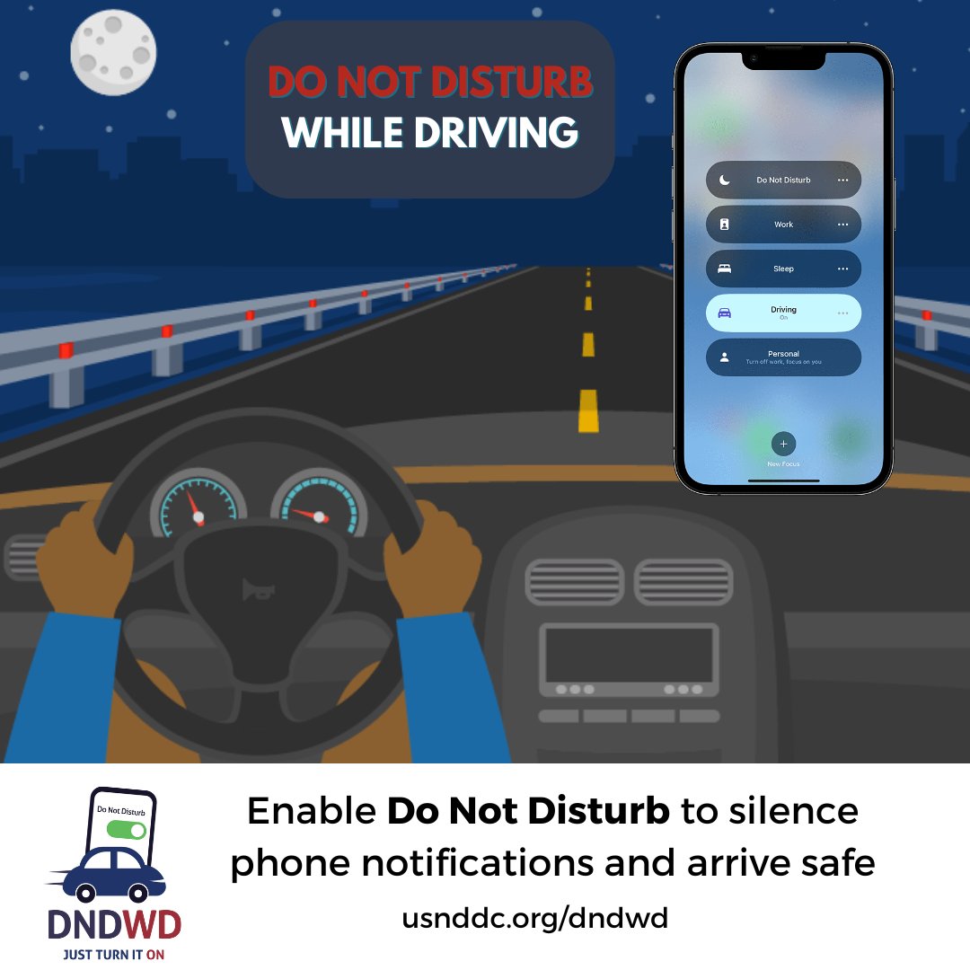 🌙 Night drives call for extra focus. Enable Do Not Disturb to silence phone notifications and make sure you arrive safe. Distractions can wait, your safety cannot! 🛣️✨

#DNDWD24 #ButNotWhileDriving #JustDrive #endDD