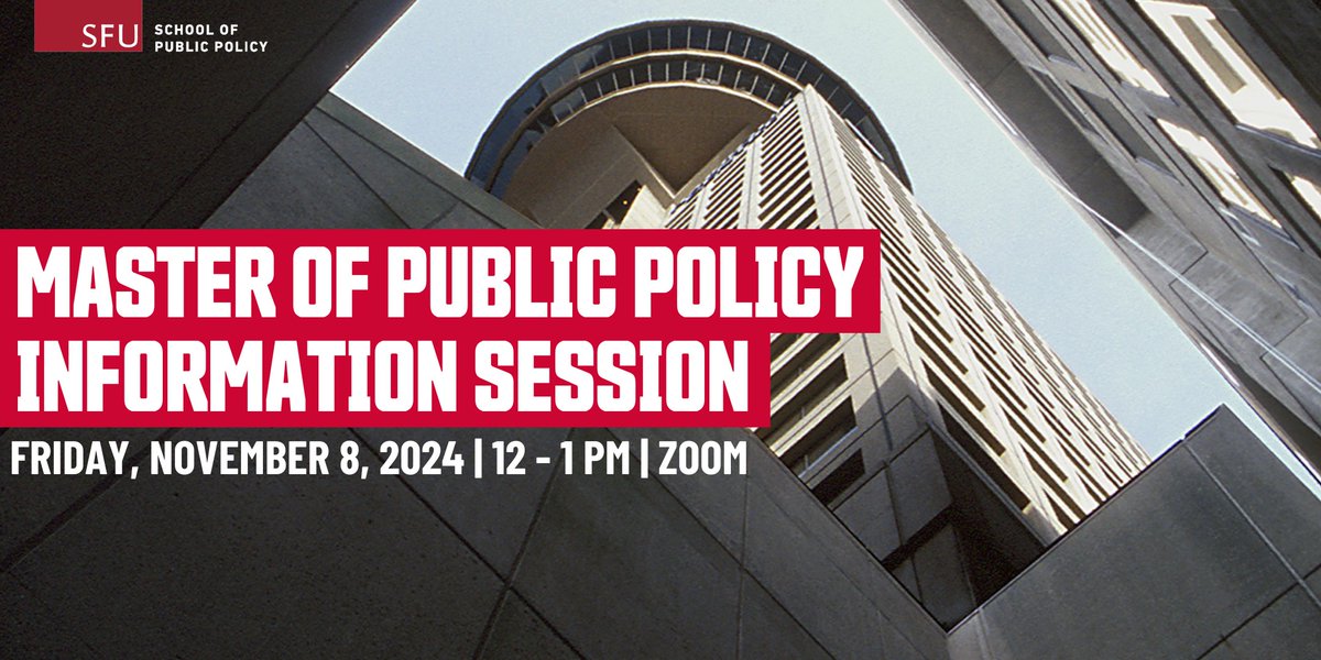 📢Applications for the MPP program are open!

To learn more, join our upcoming info session featuring our Grad Chair &amp; current students! We’ll cover the basics of public policy, the application process, the program, employment opportunities, &amp; host a Q&amp;A!

bit.ly/3U3xU8O