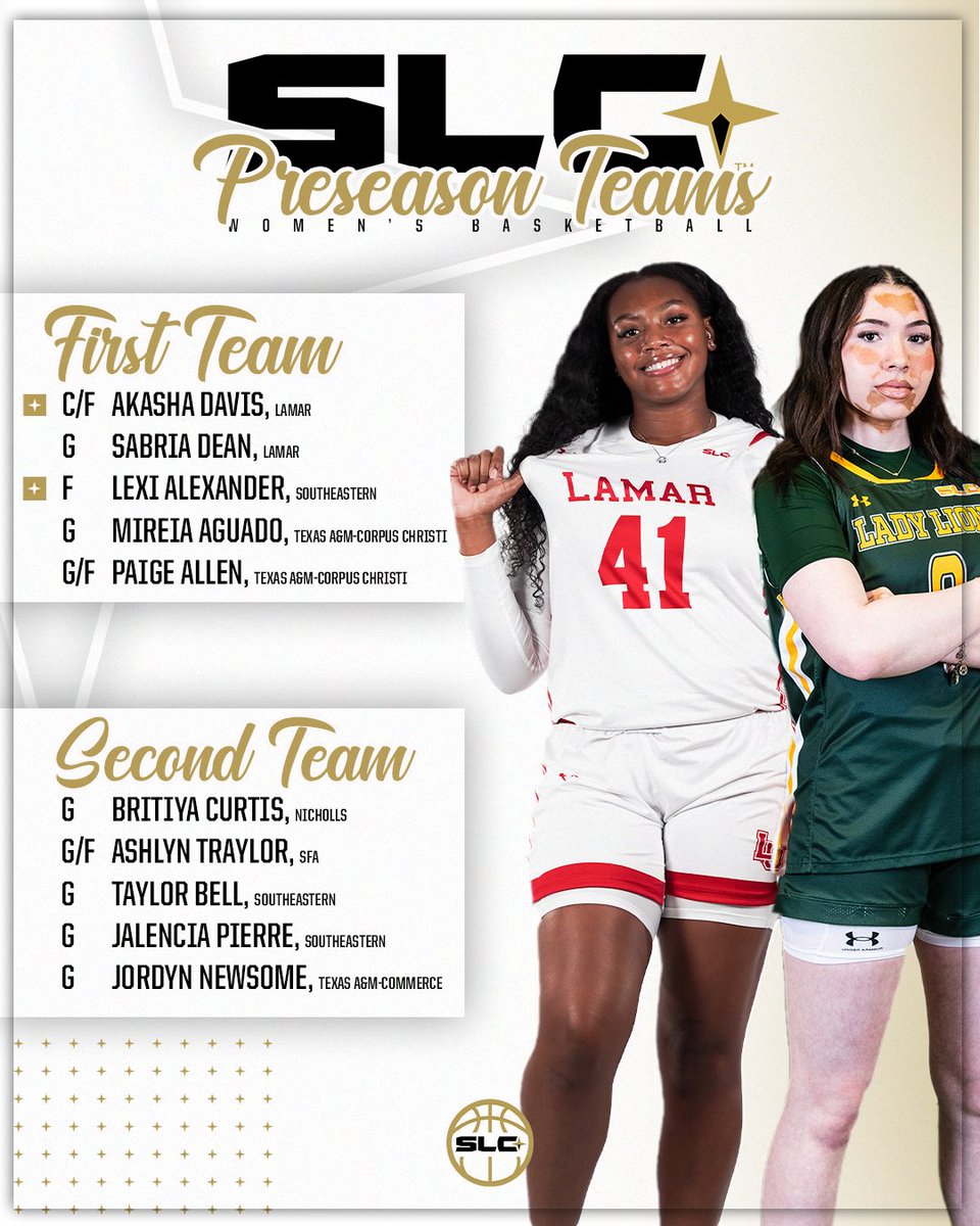 🚨JUST ANNOUNCED: SLC Women's Basketball Preseason All-Conference Teams🙌🗣️

🔗southland.org/news/2024/10/1…

#GTL