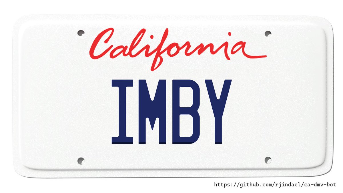 Customer: THIS STANDS FOR "IN MY BACK YARD". THIS IS A PLAY ON NIMBY, "NOT IN MY BACK YARD"
DMV: I'M BISEXUAL 

Verdict: ACCEPTED