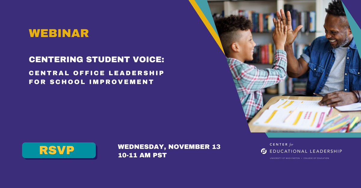 Ctr Ed Leadership (@uwcel) on Twitter photo Join us 11/13 at 10am PST for a free webinar on how central office leaders are reshaping support for principals to drive school improvement by centering student voices. <a href="/ColsCitySchools/">Columbus City Schools</a> <a href="/SpringfieldPS/">Springfield Schools</a> hubs.ly/Q02TH6Mw0 Join us 11/13 at 10am PST for a free webinar on how central office leaders are reshaping support for principals to drive school improvement by centering student voices. <a href="/ColsCitySchools/">Columbus City Schools</a> <a href="/SpringfieldPS/">Springfield Schools</a> hubs.ly/Q02TH6Mw0