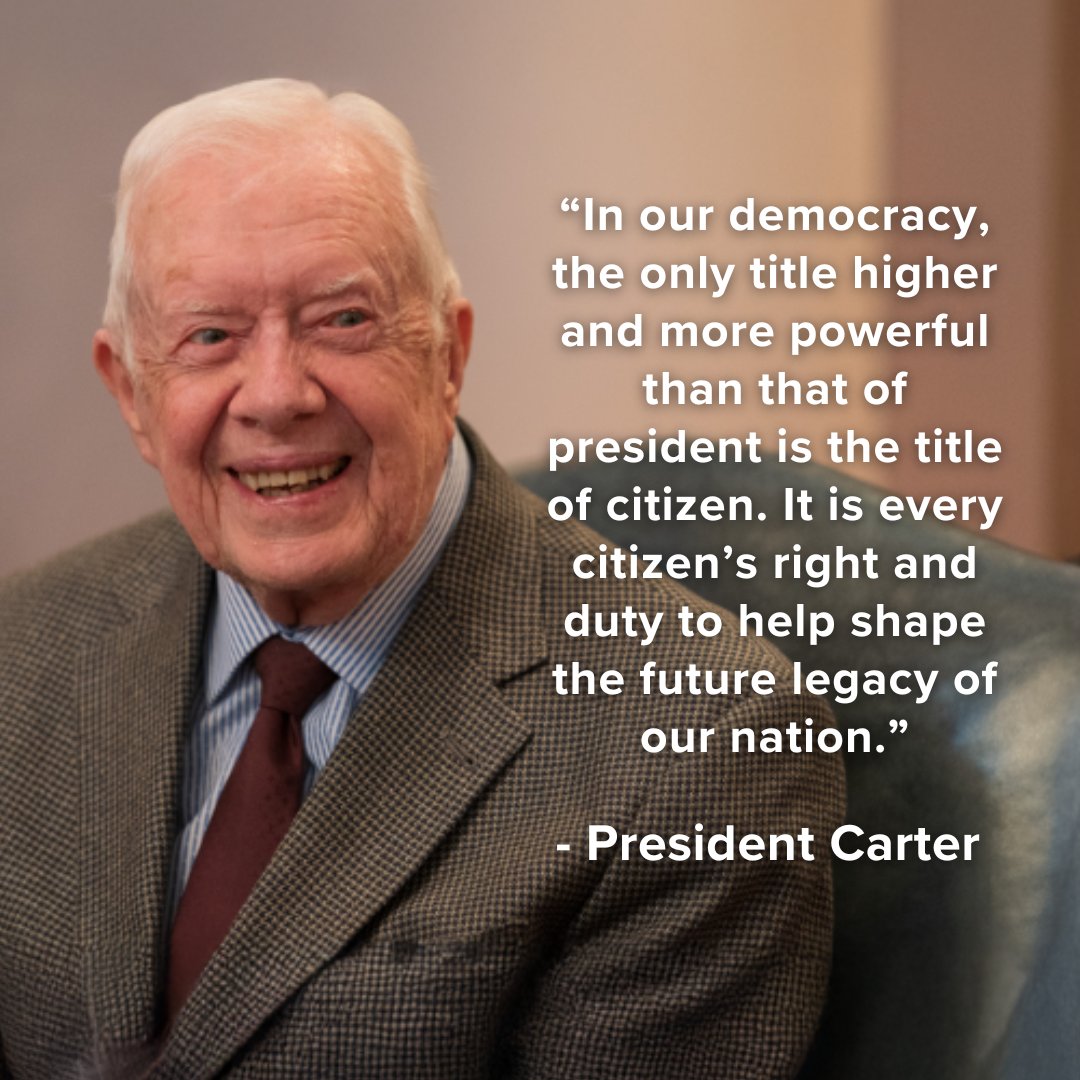 Former U.S. President Jimmy Carter voted by mail on Oct. 16, two weeks after he turned 100. He has voted consistently since the 1940s. #BeAVoter