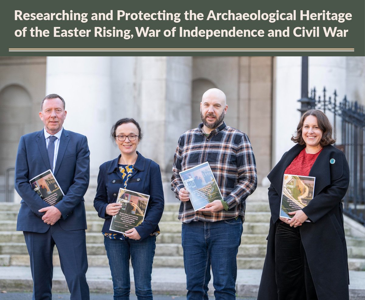 UCD Archaeology, Dublin (@ucdarchaeology) on Twitter photo We’re delighted to announce the launch of new guidance document 'Researching and Protecting the Archaeological Heritage of the Easter Rising, War of Independence and Civil War' with the support of <a href="/NationalMons/">National Monuments Service</a> funded by <a href="/IrishResearch/">We are now Research Ireland</a> and <a href="/ucddublin/">University College Dublin</a>
<a href="/NMIreland/">National Museum of Ireland</a> <a href="/HeritageHubIRE/">The Heritage Council</a> We’re delighted to announce the launch of new guidance document 'Researching and Protecting the Archaeological Heritage of the Easter Rising, War of Independence and Civil War' with the support of <a href="/NationalMons/">National Monuments Service</a> funded by <a href="/IrishResearch/">We are now Research Ireland</a> and <a href="/ucddublin/">University College Dublin</a>
<a href="/NMIreland/">National Museum of Ireland</a> <a href="/HeritageHubIRE/">The Heritage Council</a>