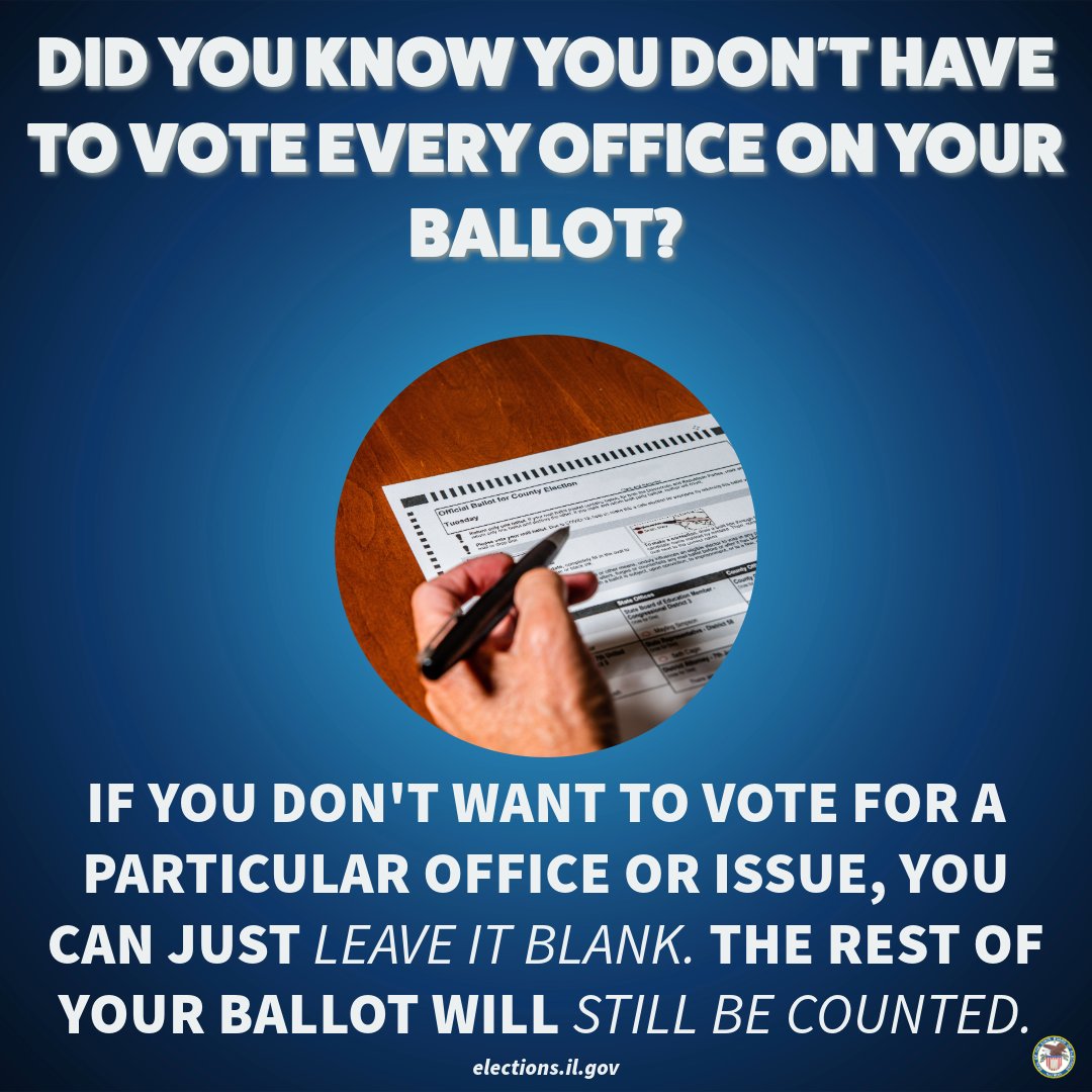 Did you know? If you come across an office or issue on the ballot that you're not comfortable voting on, you can leave it blank! Your other votes will still count! 📷📷 #VotingMatters #YourVoiceCounts