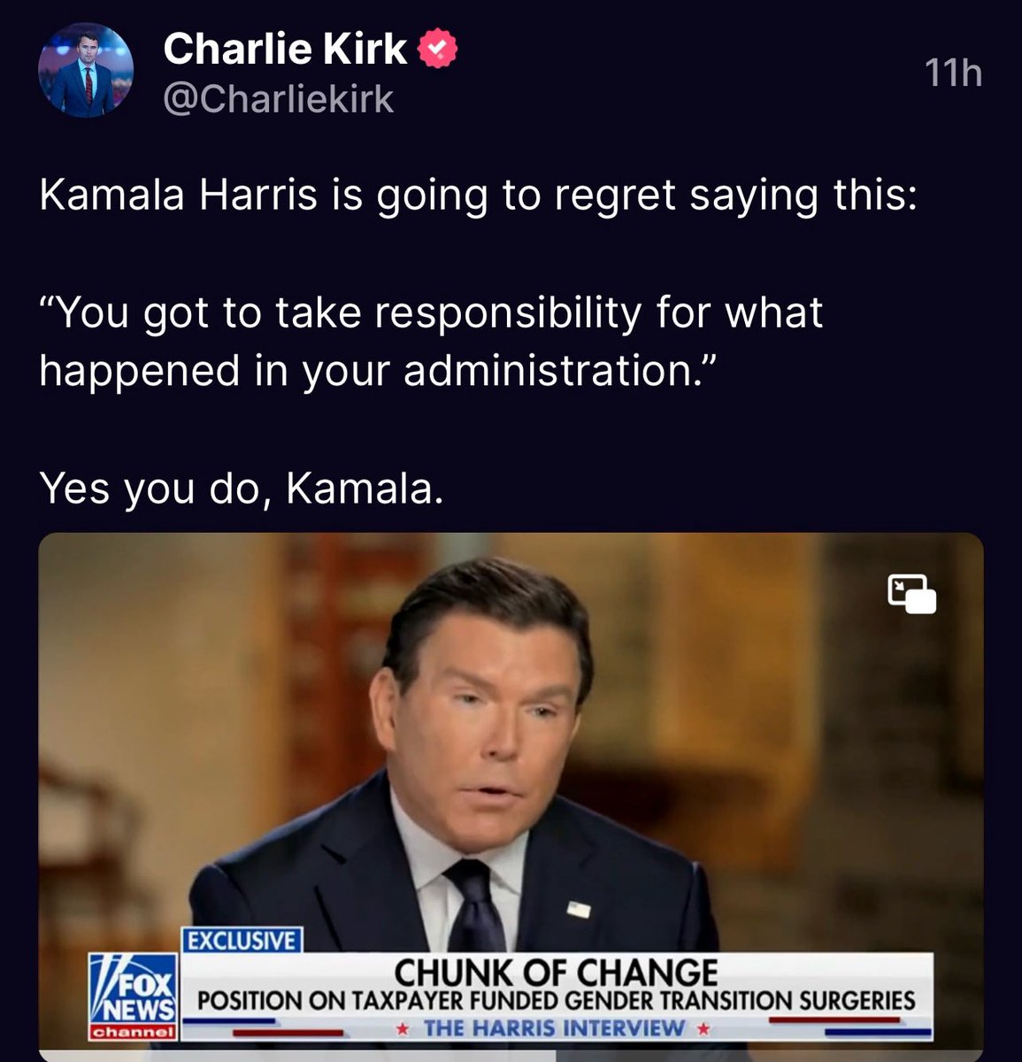 Do you think Kamala has ever taken any responsibilities for the failures of the Biden/Harris administration?