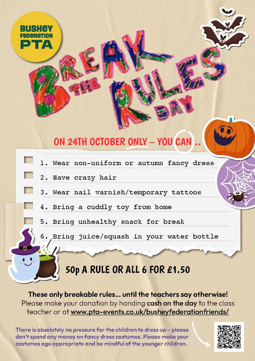 BFFBPEF's tweet photo. After great enjoyment last year, ‘Break the Rules Day’ is back!! Woohoo! 😳😬
@BPEFschools @Bluebpef @Redbpef @PurpleBPEF @OrangeBPEF @GreenClassBPEF @YellowBPEF @B3BPEF @M3BPEF @B4BPEF @m4bpef @B5BPEF @M5BPEF @B6BPEF @M6BPEF https://t.co/8kx5DELLI9
