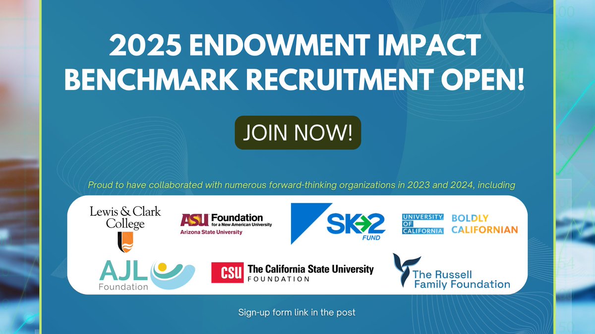 IntentEndowment's tweet image. Recruitment for the 2025 Endowment Impact Benchmark (EIB) cohort is open! 
If your institution is committed to responsible investing, now’s the time to join. 🌱 Reach out to learn more and benchmark your progress: bit.ly/4dAT8m4
#EIB2025