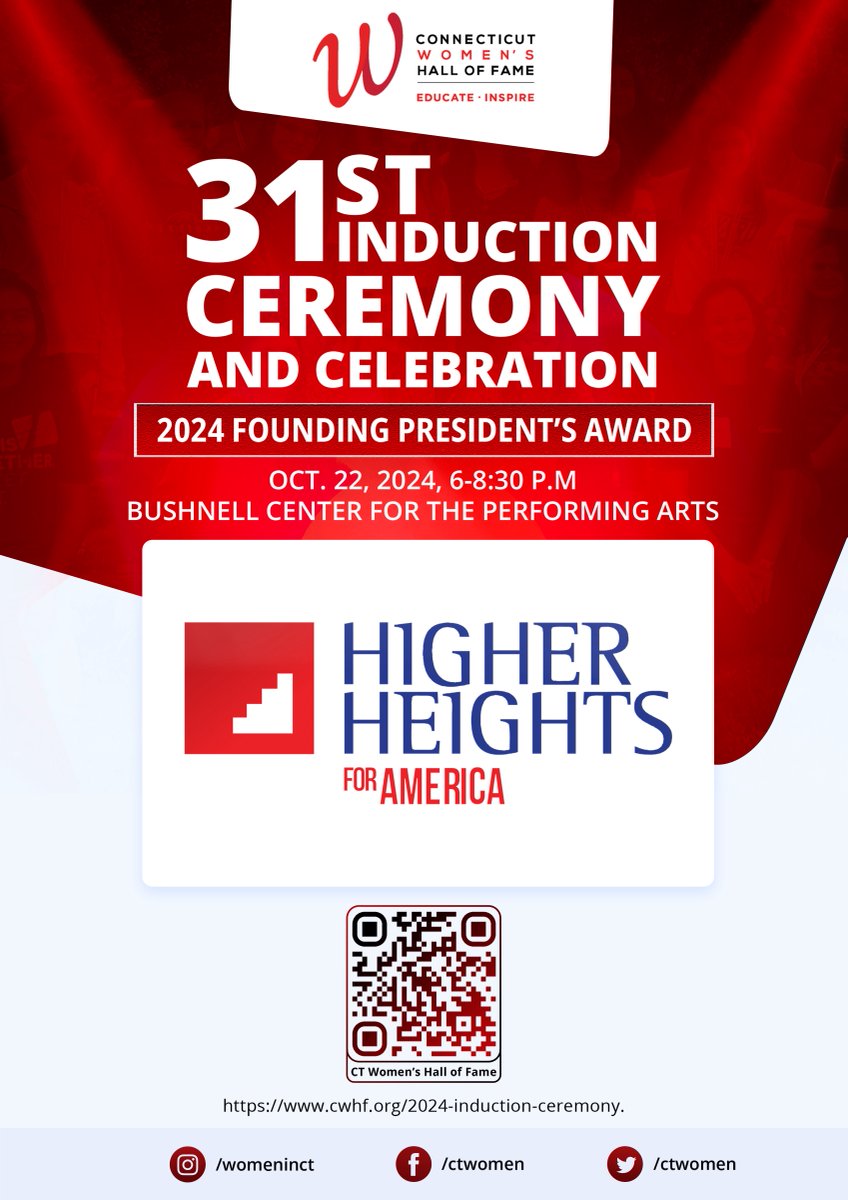 This year, our Founding President’s Award goes to Higher Heights for America, a transformative organization dedicated to amplifying the political power and leadership of Black women.🎓🖊️ cwhf.org