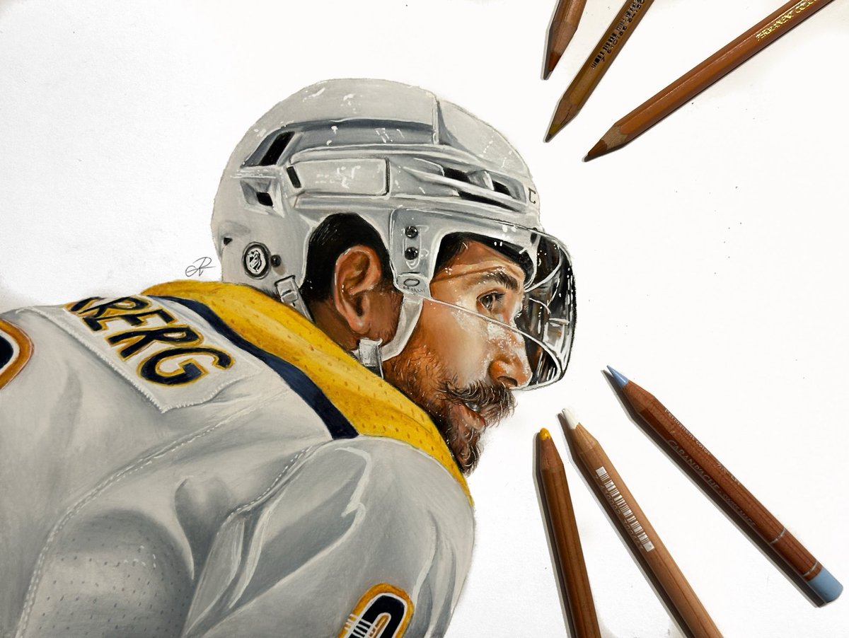Finished coloured pencil drawing of Filip Forsberg, AKA the best mustache in the NHL ✏️🇸🇪

<a href="/PredsNHL/">Nashville Predators</a> | <a href="/NHL/">NHL</a> | #Smashville