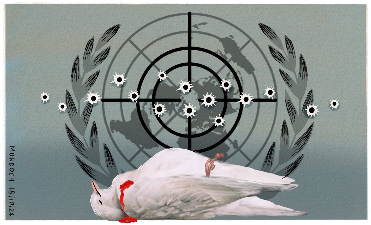 With 42,000 killed in Gaza, Israel attacks U.N. Peacekeepers Forces.
My #cartoon today #UN #WarCrimes