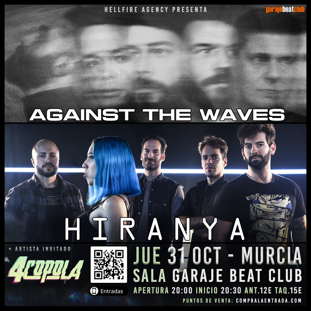 El próximo 31 de Octubre os esperamos en MURCIA junto a los grandes <a href="/hiranyaofficial/">Hiranya</a> presentan su nuevo disco y 4Copola. Será la primera vez que os visitemos en mucho tiempo y queremos que sea algo muy especial 😏🎃

Podéis pillar vuestras entradas aquí: garajebeatclub.compralaentrada.com/eventos/11614/…