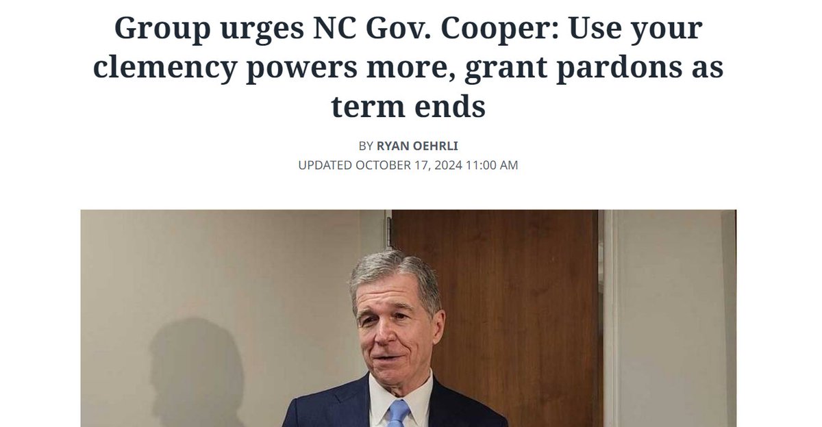 FAMM Senior Policy Advisor <a href="/MCharles615/">Matthew Charles</a> and I sent a letter to North Carolina Governor <a href="/RoyCooperNC/">Roy Cooper</a> asking him to exercise his clemency power to the fullest extent during his remaining time in office. Read more in <a href="/charobs/">Charlotte Observer</a>. #ClemencyNow
charlotteobserver.com/news/local/cri… @wilsonscience