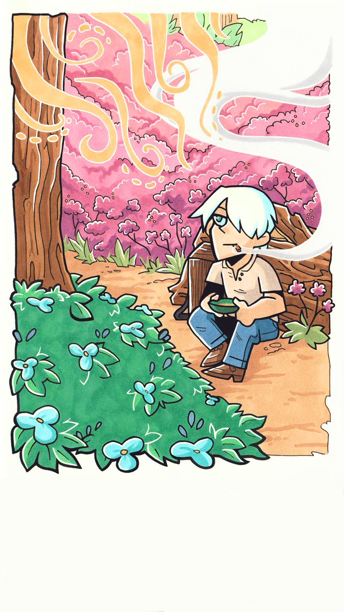 My piece for <a href="/mushishizine/">Mushishi Seasons Zine || Zine Released!</a> I got Spring and so here we are :) Was designed as a phone wallpaper with room for the apps at the bottom. You can find the cropped version on my Tumblr. #mushishi #traditionalart