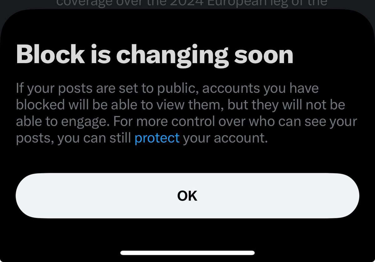 I see words no longer mean things.

(As I understand it, this also means that you can now see users you've blocked in your timeline if you're mentioned by them. Which is probably even dumber than the thing they called out.)