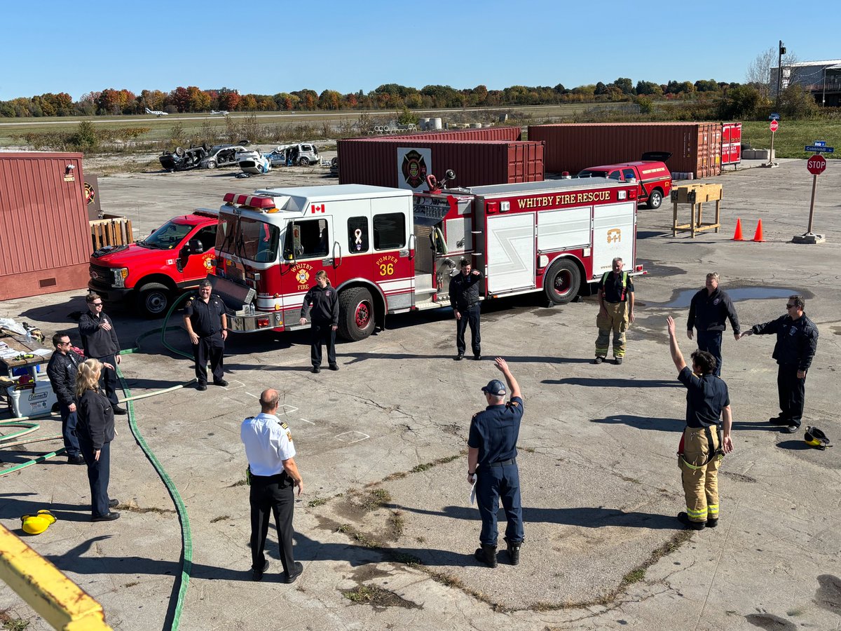 WhitbyFire's tweet photo. 🔥🚒 This week, WFES firefighters are immersing themselves in live fire training to sharpen their structure fire response skills! Ensuring we're prepared is important for keeping our community safe. #WFESTraining https://t.co/mK3UNEWWi1
