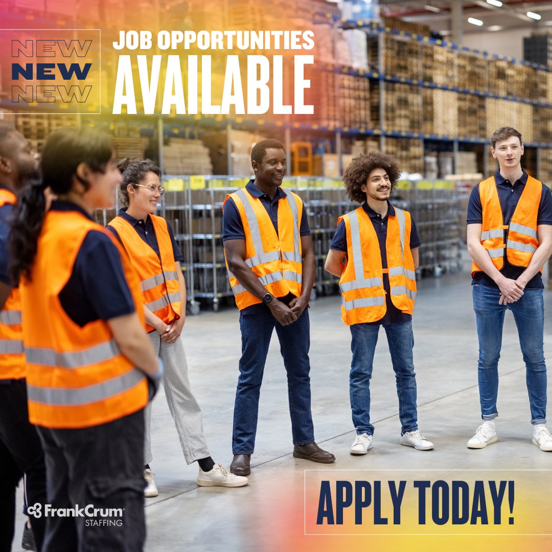 FrankCrumStaff's tweet photo. FrankCrum Staffing is now hiring for a wide range of positions including Machine Operators, Material Handlers, Production Quality Assurance, and much more! Check out all of our open job opportunities and apply today! https://t.co/2zUrKXsexz  #NowHiring #JobSearch #FCSJobs https://t.co/rPFMlu0Tit