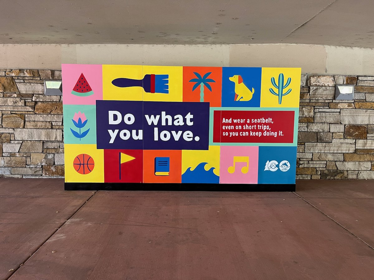 CO_DMV's tweet photo. Keep doing what you love by #buckling up every trip. @ColoradoDOT recently unveiled a new art installation to highlight the increased seat belt use in Pueblo County. Usage rates climbed to 79% in 2024, up 12% from 2 years ago when it was considered the lowest in the state. https://t.co/ip0D5QPzhx