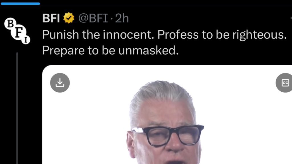 BasiclyChris's tweet photo. Reasons to follow the BFI:

- Film news 🚫
- Tickets for screenings and events 🚫
- Mark Kermode’s weirdly threatening BFI Player tweets ✅ https://t.co/e2zYrTcv7c