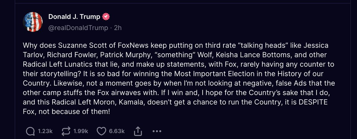 atrupar's tweet photo. Trump calls for Fox News to stop booking anyone critical of him and just go full cult all the time https://t.co/BwpsKXGFn3