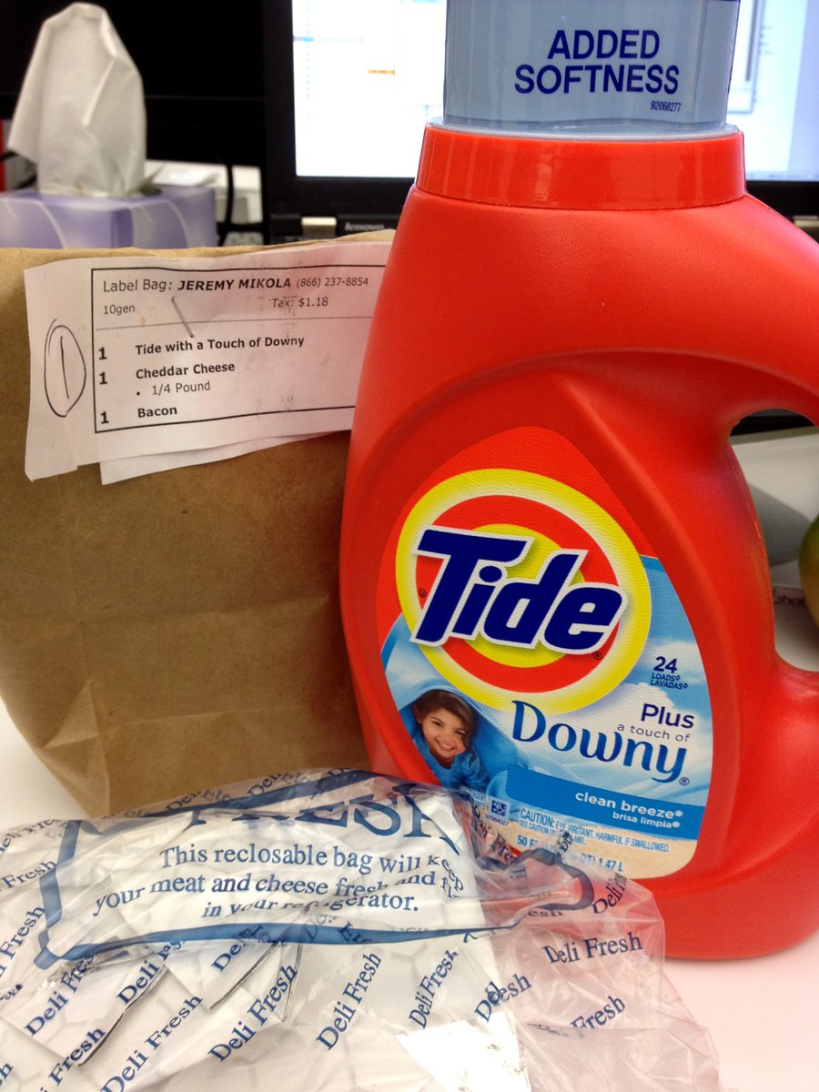 Reminds me of the time I threw a jug of Tide into a Seamless order at the old MongoDB office.