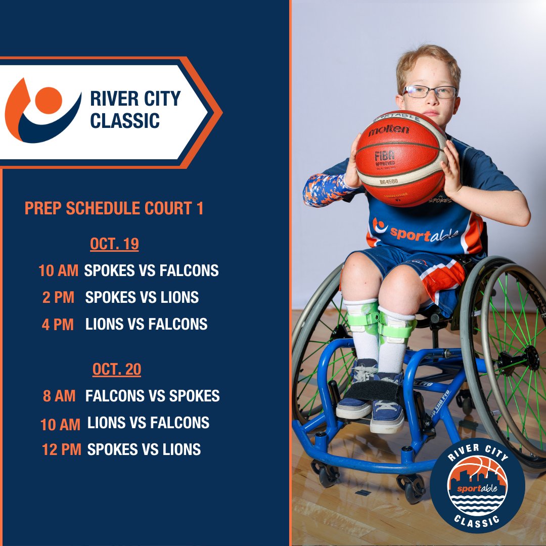SportableRVA's tweet photo. 🏀The River City Classic Wheelchair Basketball Tournament starts this weekend (Oct. 19-20)! 🏀Take a look at the schedule for this weekend's line up! #wheelchairbasketball #adaptivesports #tournament #RVA #RVASports #getinthegame https://t.co/6myCVXDpLp