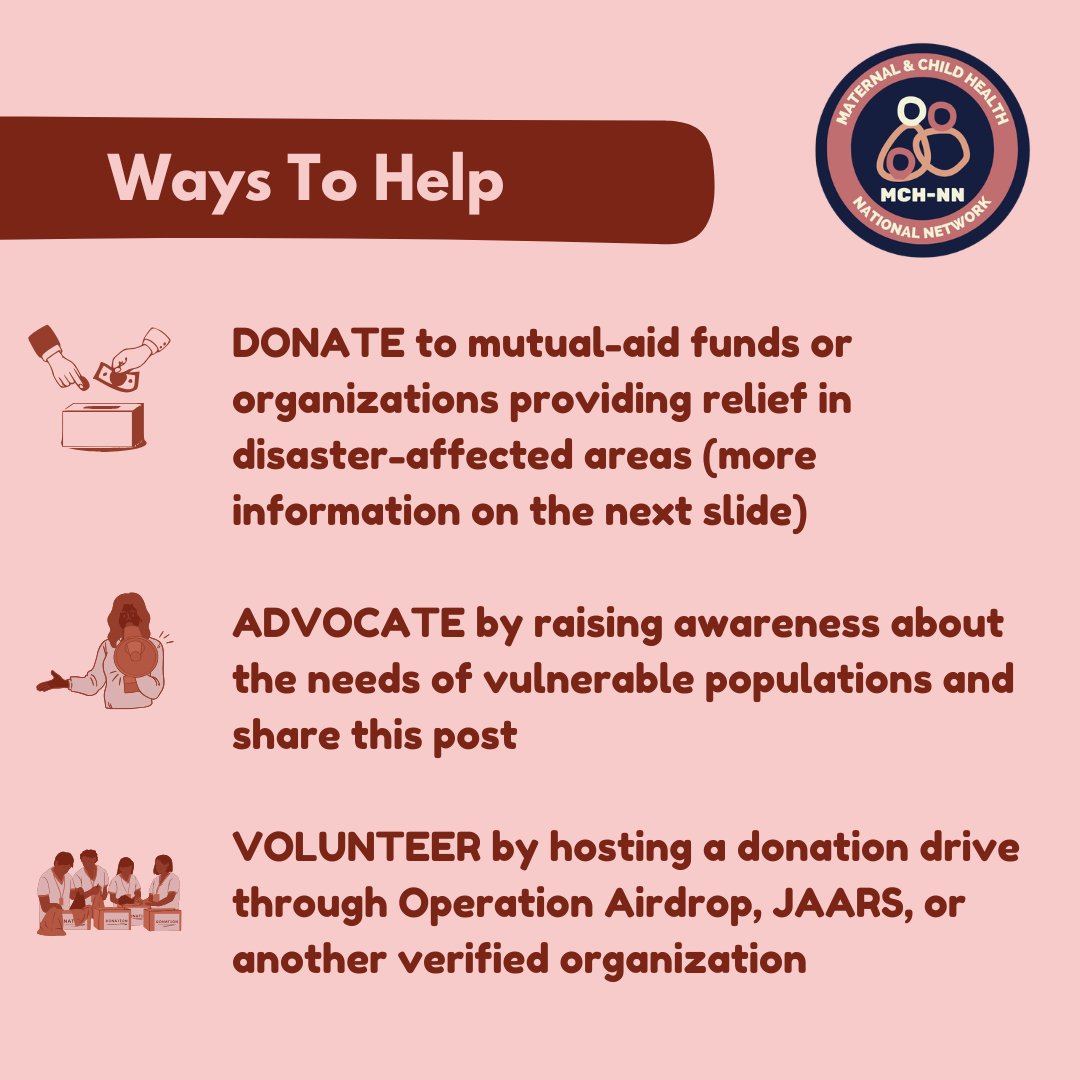 MCHNetwork's tweet photo. Check out how natural disasters like #HurricaneHelene impact maternal and child health, and what you can do to help! https://t.co/FHZc6dAOJX