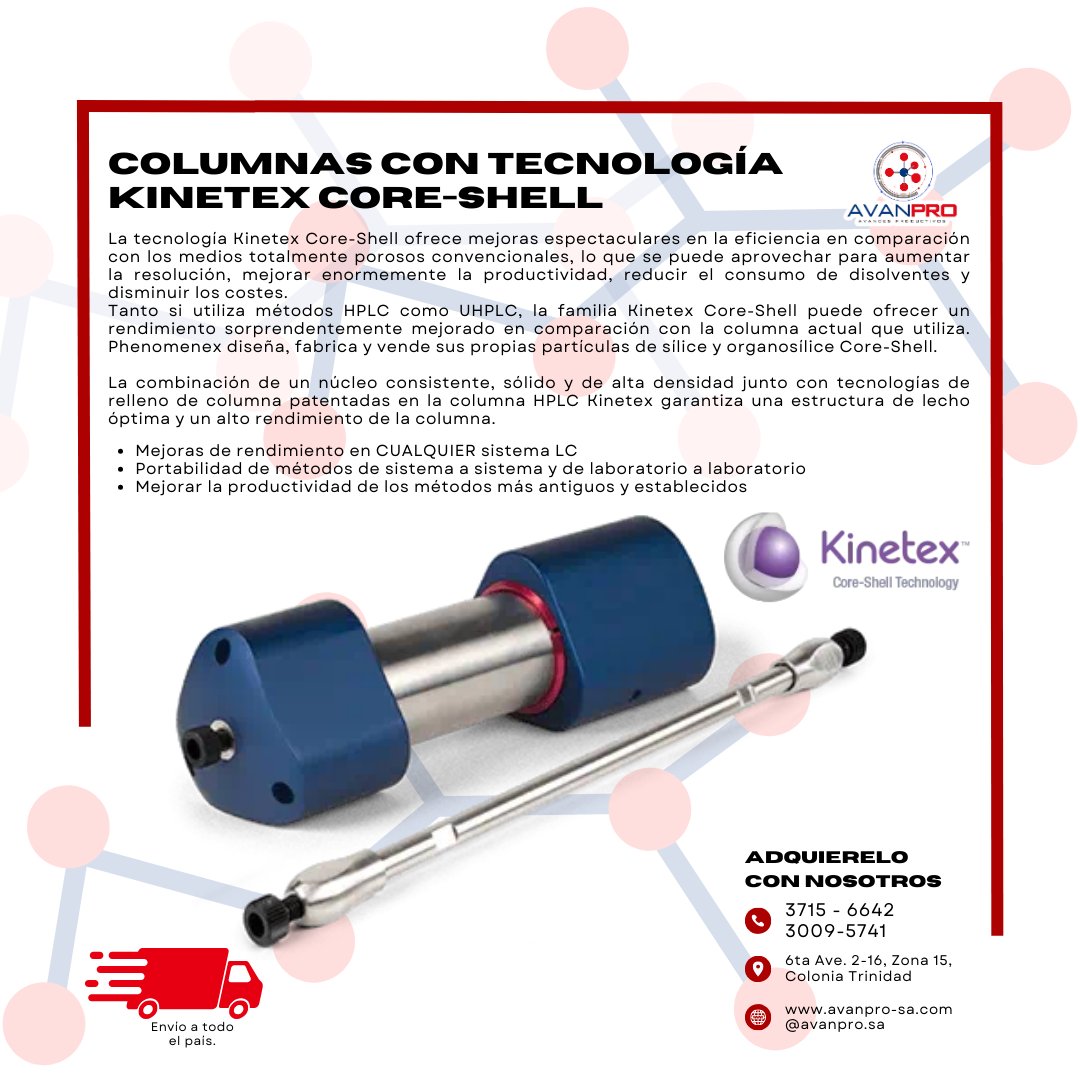 AvanproS's tweet photo. Columnas Phenomenex 

Modelos disponibles:
Columnas LC de Biozen Biologics
Columnas con tecnología Kinetex Core-Shell
⠀
🔬 Eleva el nivel de tus análisis cromatográficos con la Phenomenex.
⠀
📲 Contáctanos para más información y cotización.
#AvanproSA #Phenomenexgt #Columnaslab https://t.co/bTudzyL1LP