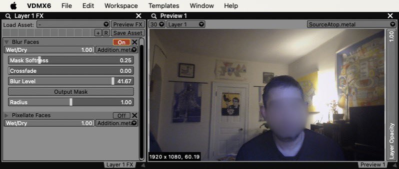 VIDVOX's tweet photo. The Blur Faces and Pixelate Faces effects can be used to obscure faces, or flipped around to hide the background. https://t.co/8Z4dYIU0lD