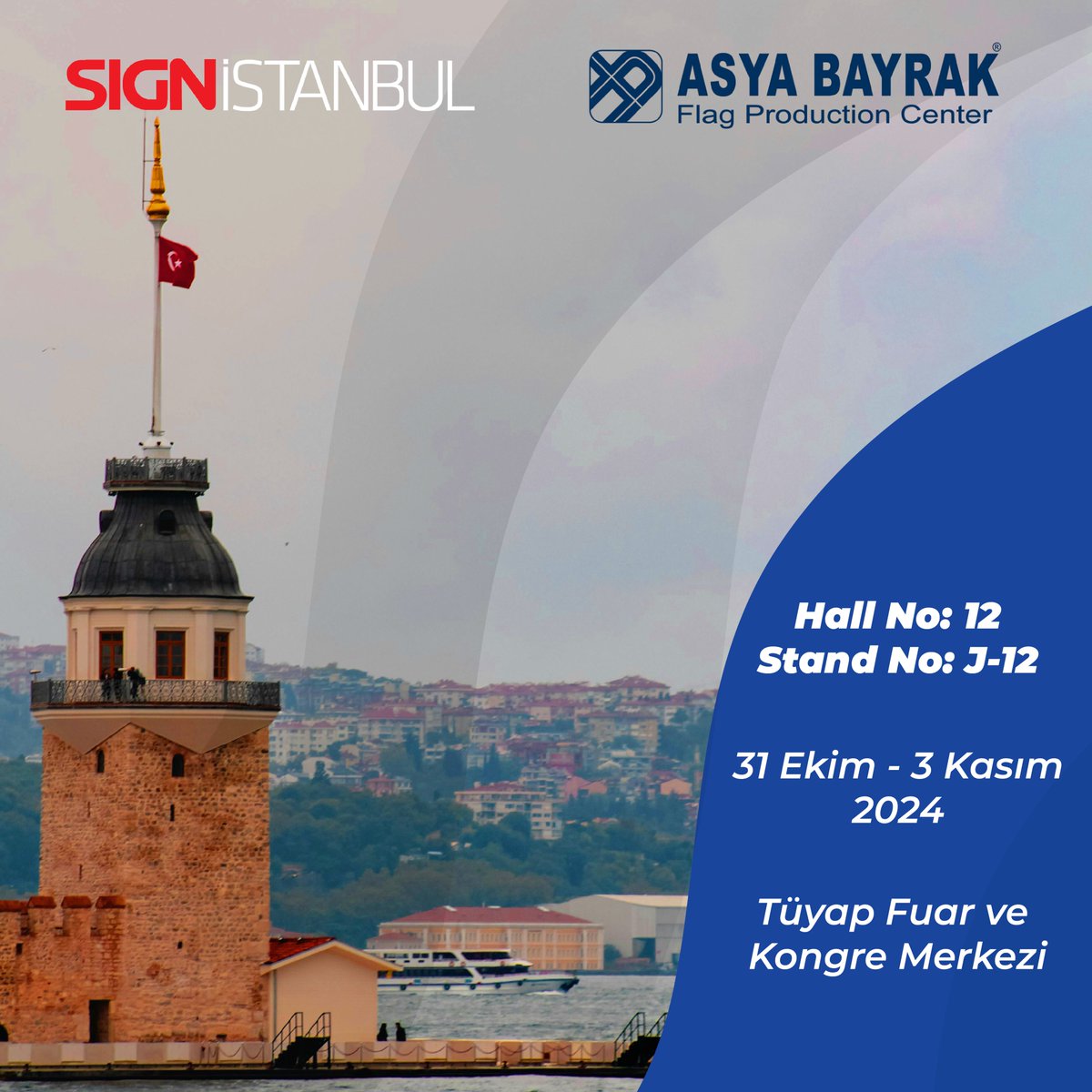 asyabayrakcom's tweet photo. İnovatif bayrak ve promosyon ürünlerimizle tanışmak ve özel tekliflerimizden yararlanmak için sizleri standımıza bekliyoruz. Görüşmek üzere!
innovative flags and promotional products. Don’t miss out on exclusive offers. See you there!
#SIGNIstanbul #TüyapFuar #AsyaBayrak https://t.co/0oxUV8Skdo