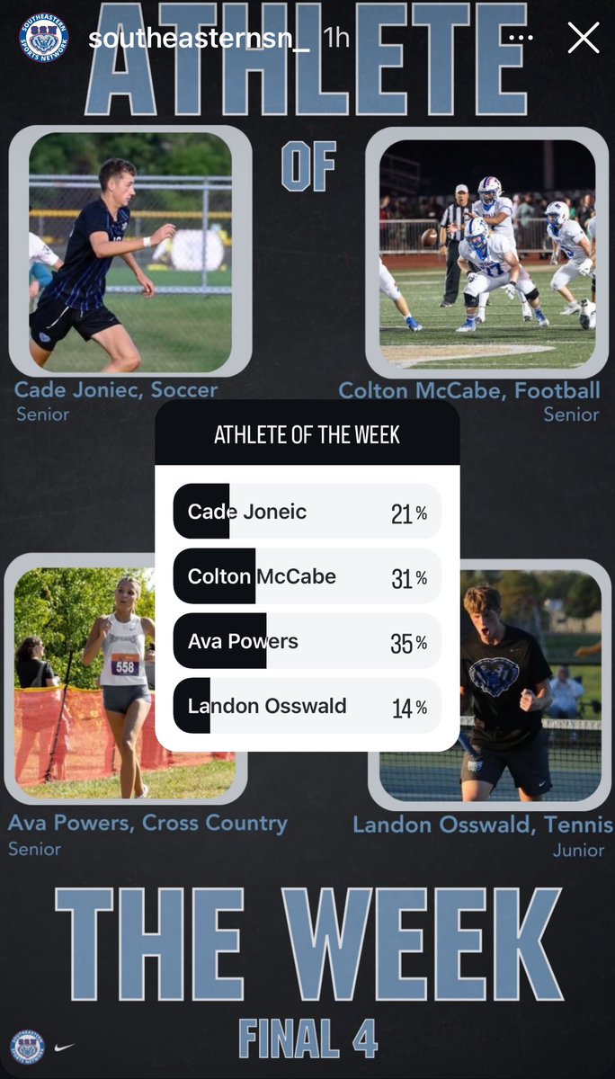 Athlete of the week here in Fishers Indiana. Please vote for #77. It’s for lineman everywhere!

instagram.com/stories/southe…