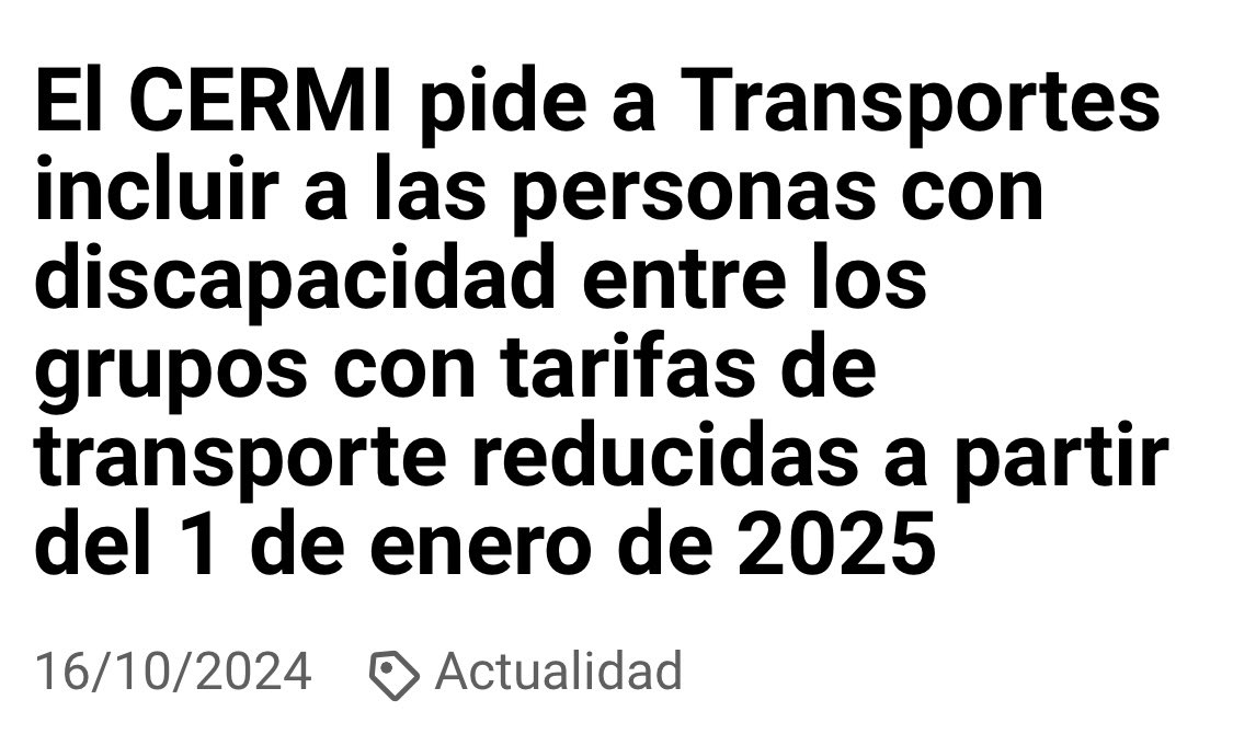 ferroaccesible's tweet photo. 🚆🧑🏻‍🦯🦮 El CERMI exige que las personas con discapacidad y sus asistentes personales sean incluidas en los grupos beneficiarios de un posible nuevo sistema de descuentos en transporte colectivo que planea el Ministerio de Transportes para 2025. https://t.co/9OlO3up7w5
