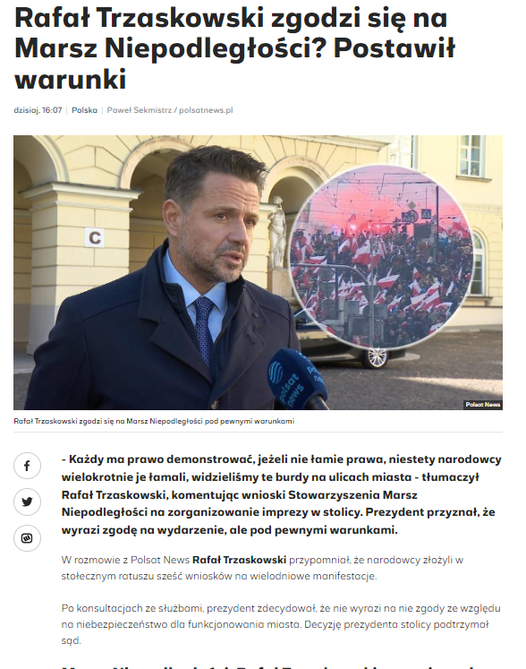 Marcin Kowalski (@m_kowalski__) on Twitter photo Krótkie wyjaśnienie bzdur, które Prezydent <a href="/trzaskowski_/">Rafał Trzaskowski</a> był łaskaw naopowiadać w wywiadzie dla <a href="/PolsatNewsPL/">PolsatNews.pl</a> ( link w komentarzu):
1. Stowarzyszenie nie wnosi nowych wniosków. Wnioski na JEDNODNIOWE zgromadzenie, o tradycyjnych godzinach i na corocznej trasie, zostały złożone w Krótkie wyjaśnienie bzdur, które Prezydent <a href="/trzaskowski_/">Rafał Trzaskowski</a> był łaskaw naopowiadać w wywiadzie dla <a href="/PolsatNewsPL/">PolsatNews.pl</a> ( link w komentarzu):
1. Stowarzyszenie nie wnosi nowych wniosków. Wnioski na JEDNODNIOWE zgromadzenie, o tradycyjnych godzinach i na corocznej trasie, zostały złożone w