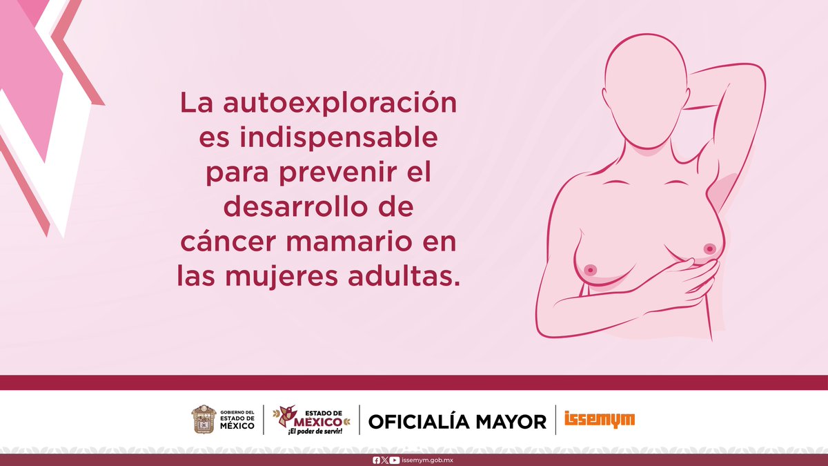 Issemym's tweet photo. 🎀 #IssemymTeInforma | No olvides que la autoexploración es indispensable para prevenir el desarrollo de cáncer mamario en las mujeres adultas. #EquipoIssemym

#CancerDeMama #OctubreRosa
Más información en: https://t.co/P7x1WbDixF https://t.co/CQ921KCIpm