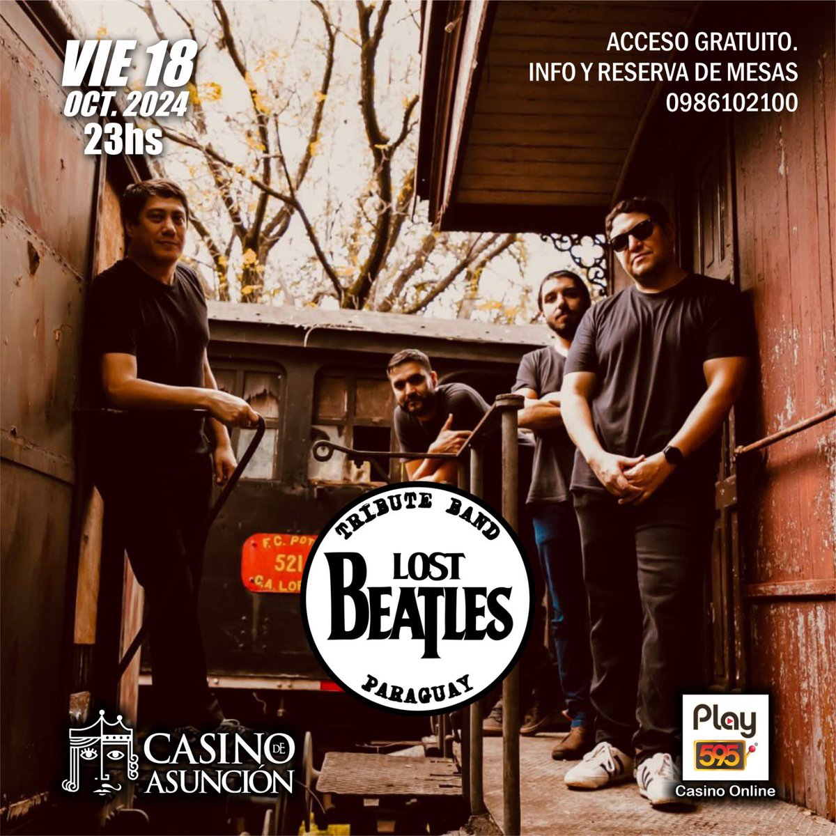 Este viernes, 18 de octubre, se presenta <a href="/LostBeatlesPy/">Lost Beatles</a> en el Casino de Asunción para cantar juntos los clásicos de la mejor banda de la historia. Nos vemos! 
✌️🎸🎶🎰🎲

#comubeatlepy #lostbeatles #thebeatles #beatlestribute #asuncion
#musicaenpy #paraguay #comubeatlepy #rockpy