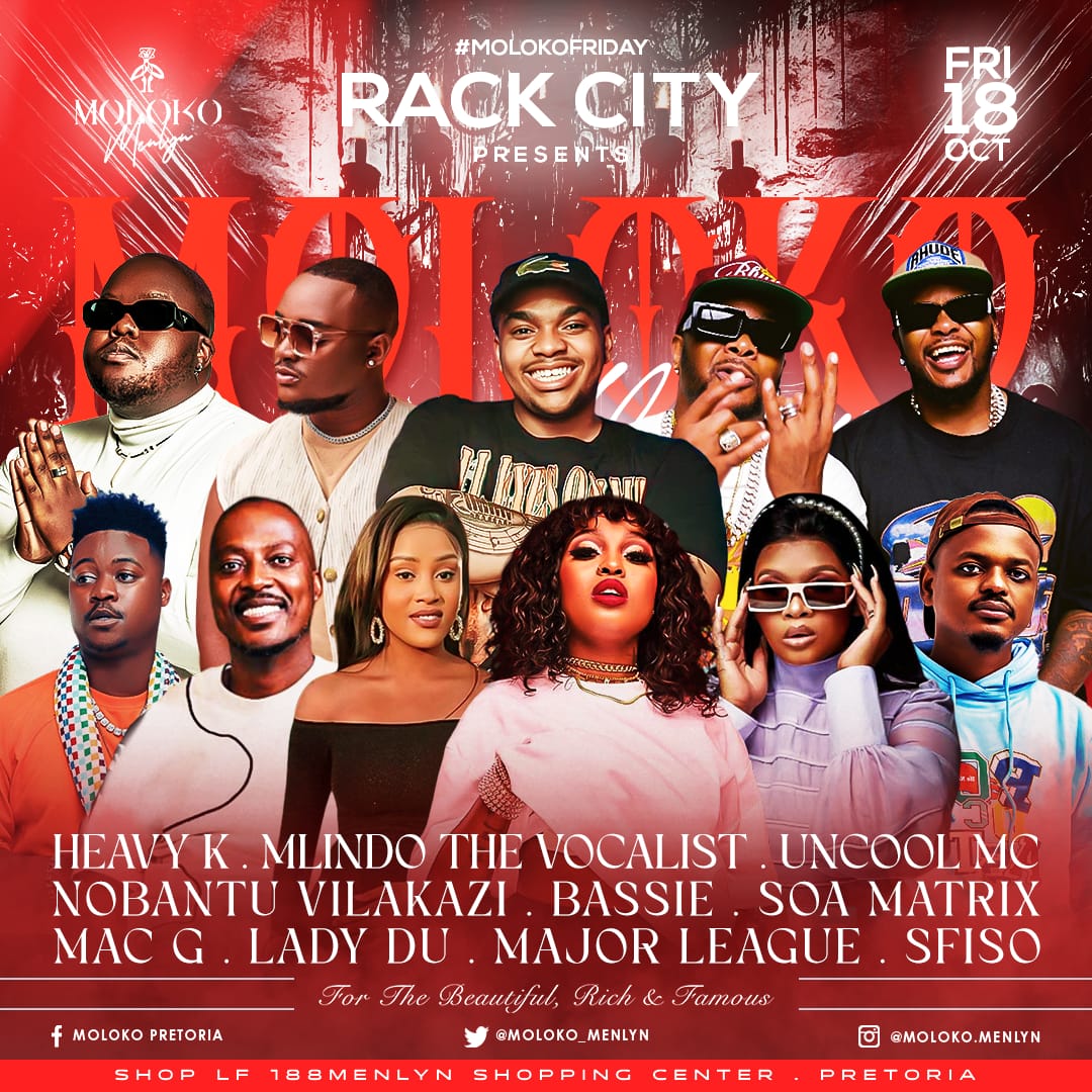 Matty_china's tweet photo. Get ready for an unforgettable night at Moloko this Friday, 18th October! 🔥 #MolokoFriday is bringing the heat with a star-studded lineup you won't want to miss! 🌟
Featuring:
🎤 Heavy K  Mlindo The VocalistUncool MCNobantu Vilakazi Bassie Soa Mattrix  Mac G Lady Du Major League https://t.co/ESeE12JdDU