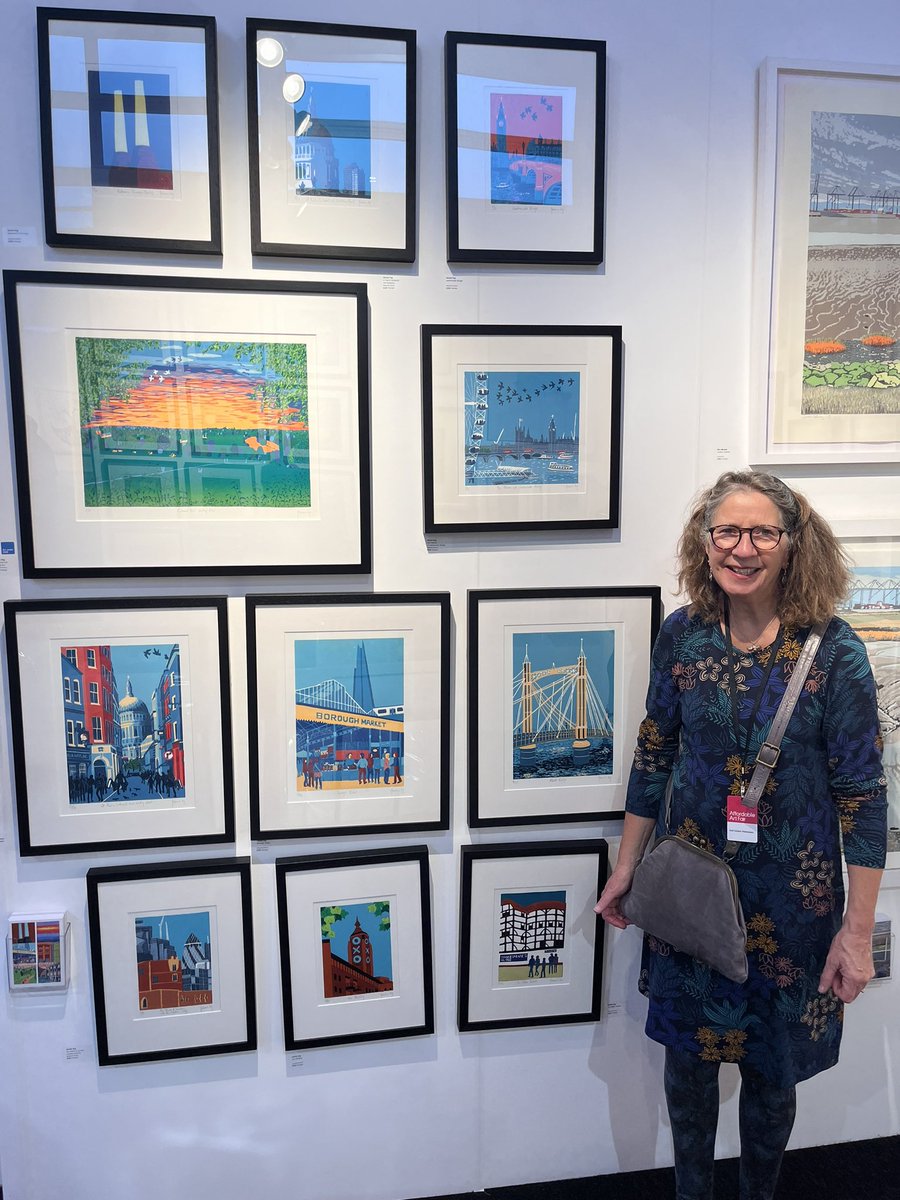 Me with my work on stand E11 with <a href="/ELPstudio/">East London Printmakers</a> at the Battersea <a href="/AAFLondon/">Affordable Art Fair UK</a>   
Great opening, hope it continues well.