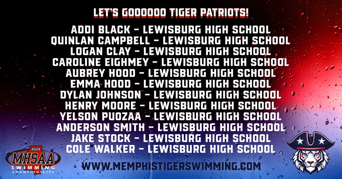 CoachDavidOrr's tweet photo. Good luck to our MS swimmers riding Patriot waves at MHSAA state champs!! Splash and dash to that podium, Tiger Pats!!🚌💨🏄🏻‍♀️🌊🏄🏼‍♂️🌊🐅💦🏅#GoTigerSwim https://t.co/ZxjEtNT4n0