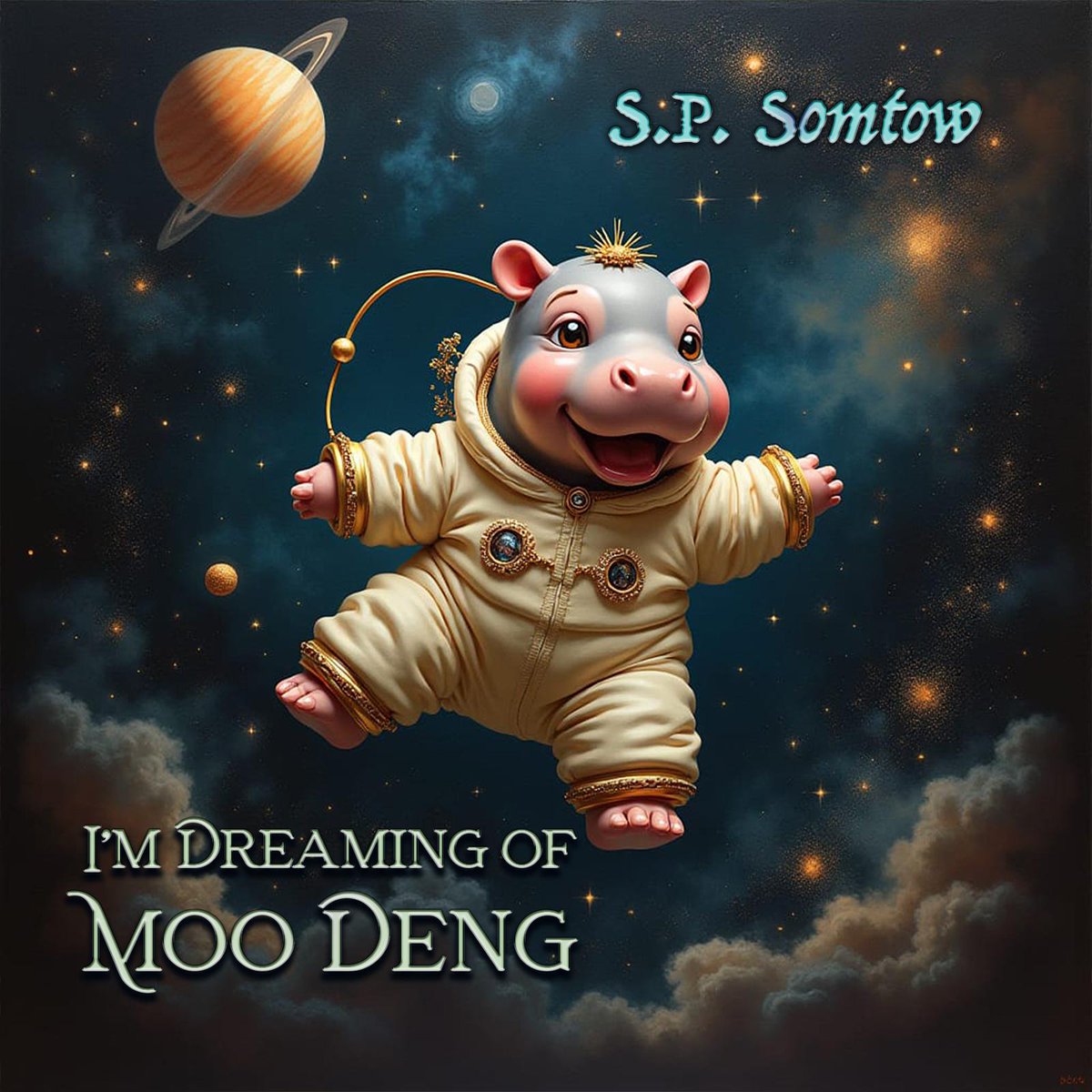 Thailand National Artist takes on Thailand Cute Social Media Icon! - releasing the 24th on amazon!
#Moodeng #babyhippo #picturebook #somtow 
pre-order: amazon.com/dp/B0DK75Z5YV