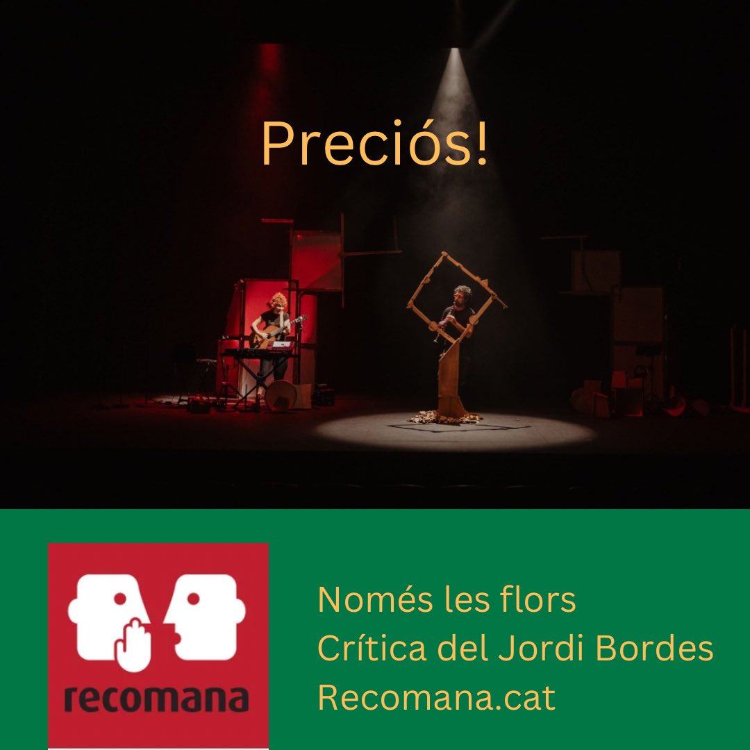 Preciós! Mireu el que diu el Jordi Bordes <a href="/desbordat/">Jordi Bordes</a> al <a href="/recomana_cat/">Recomana Bars</a> 
1a crítica a #Noméslesflors i no podem estar més contents! 
Llarga vida a les FLORS🌸🌺🌼

recomana.cat/obres/nomes-le…