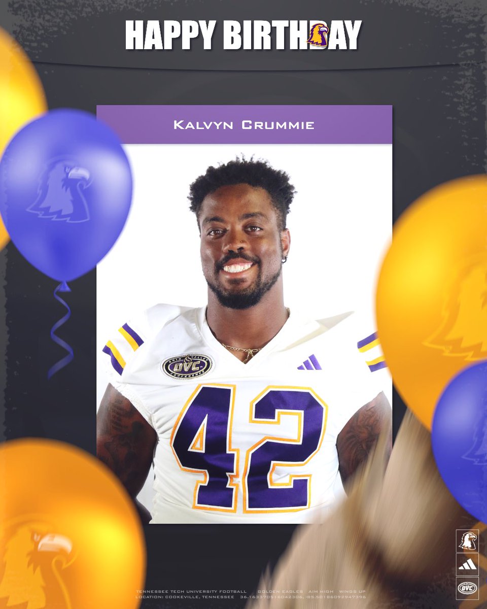 TNTechFootball's tweet photo. HAPPY BIRTHDAY ‼️ @CrummieKalvyn 

#WingsUp | #AimHigh https://t.co/GsiJixCsvv