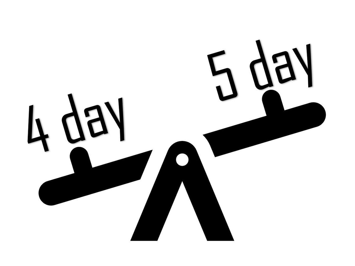 Klinkehoffen's tweet photo. The four day week 
The research seems to show that finding a way to compress work into a four day week can generate creative steamlining of job tasks in organisations: effectively making them more productive. Read on at https://t.co/cxnOhhtHTr https://t.co/bu7kl8gyh2