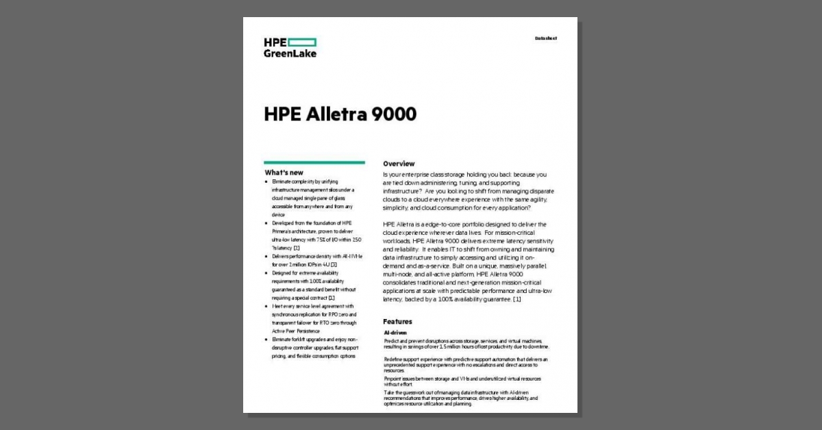 What's new with #HPE Alletra 9000? 🤔 Check out this solution brief to find out! It offers AI-driven protection against disruption, it's built for the cloud, and it's available as-a-service. To learn more, contact Compugen Systems, Inc.. stuf.in/bf4lso
