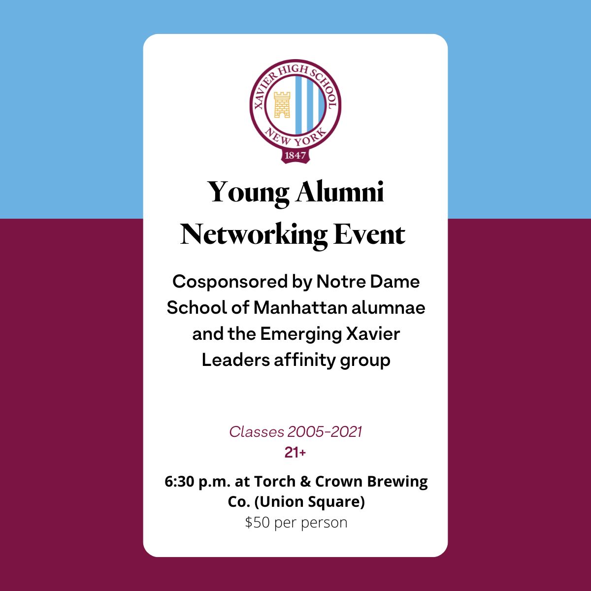 Join Xavier High School and our friends from Chez Nous on Tuesday, October 22, for an evening of networking and fun. 

Register here: xavierhsalumni.org/s/81/21/interi…