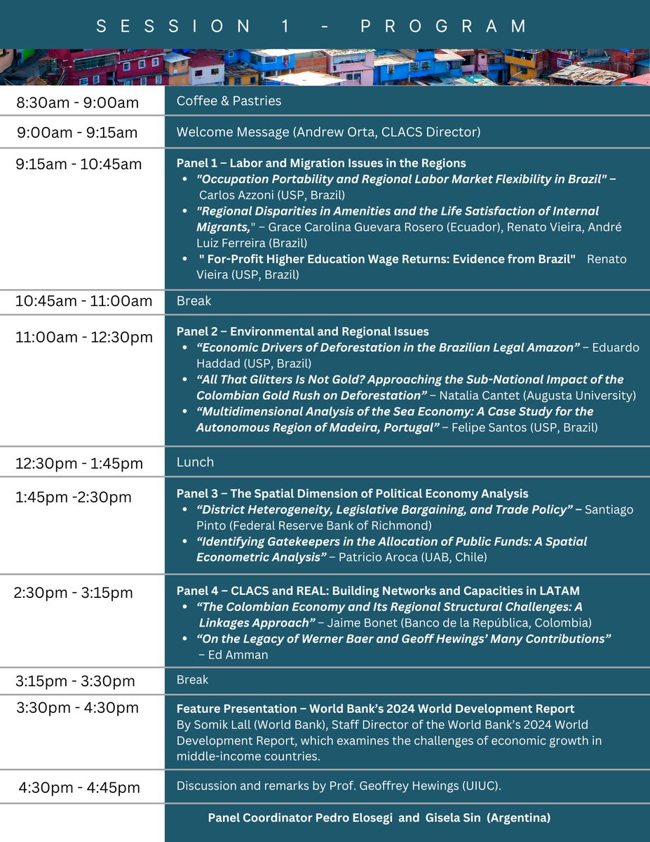 CLACS_Illinois's tweet photo. 🎉🌟 Celebrating 60 years of CLACS🌎 From pioneering research to training scholars, CLACS continues to impact the region under the legacy of Prof. Baer & Prof. Hewings. Join our conference to discuss key socioeconomic challenges in LATAM & the Caribbean. https://t.co/rAVpneeI58
